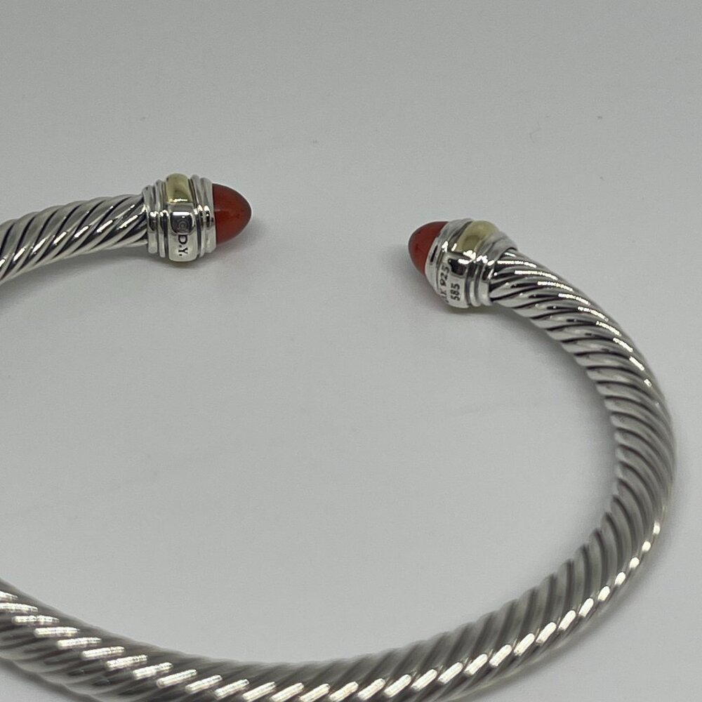 David Yurman Classic Cable 5mm Bracelet with Sterling Silver and Carnelian - Picture 5 of 10